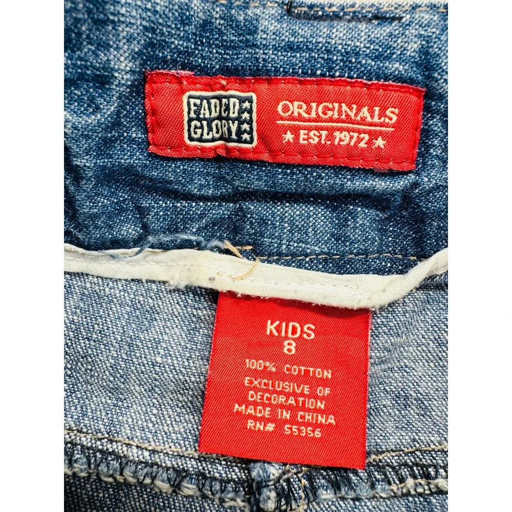 Faded Glory Originals Girls 8 Denim Skirt Butterfly Embroidered Studded Boho